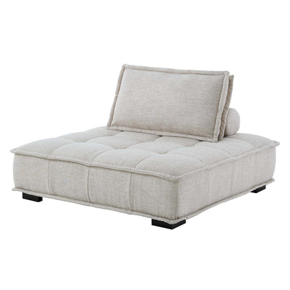 Saunter Tufted Fabric Armless Chair, Fabric, Beige, 23126