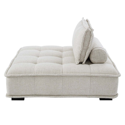 Saunter Tufted Fabric Armless Chair, Fabric, Beige, 23126