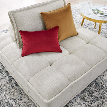Saunter Tufted Fabric Armless Chair, Fabric, Beige, 23126