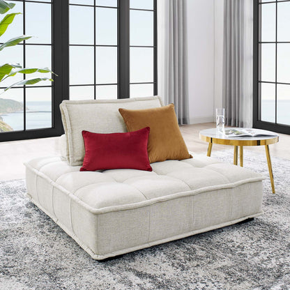 Saunter Tufted Fabric Armless Chair, Fabric, Beige, 23126