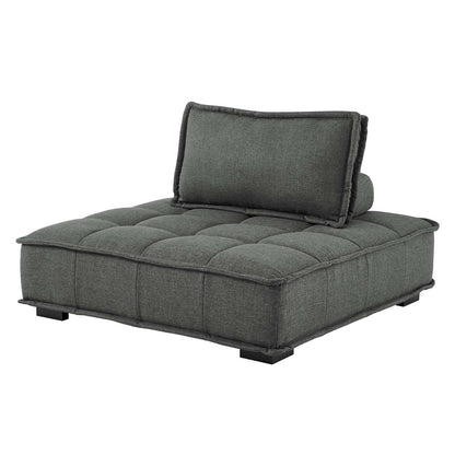 Saunter Tufted Fabric Armless Chair, Fabric, Grey Gray, 23127