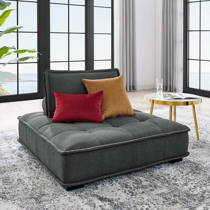 Saunter Tufted Fabric Armless Chair, Fabric, Grey Gray, 23127