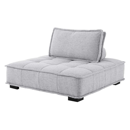 Saunter Tufted Fabric Armless Chair, Fabric, Light Grey Gray, 23128