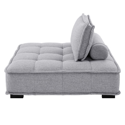 Saunter Tufted Fabric Armless Chair, Fabric, Light Grey Gray, 23128