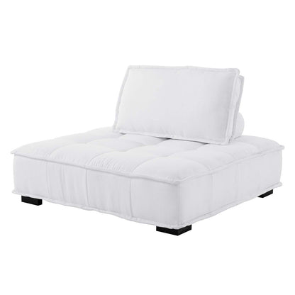 Saunter Tufted Fabric Armless Chair, Fabric, White, 23129