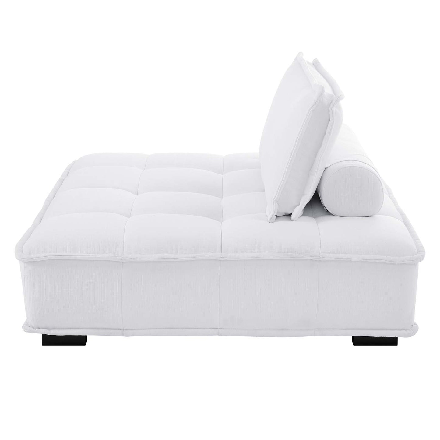 Saunter Tufted Fabric Armless Chair, Fabric, White, 23129