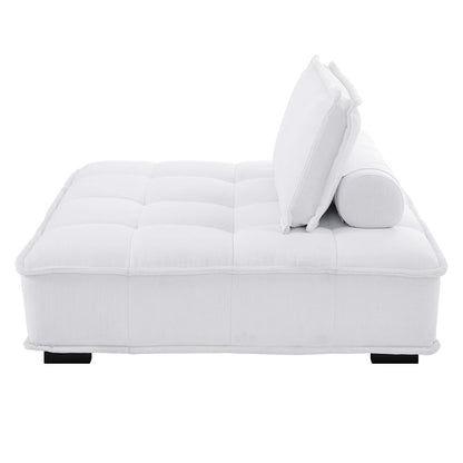 Saunter Tufted Fabric Armless Chair, Fabric, White, 23129