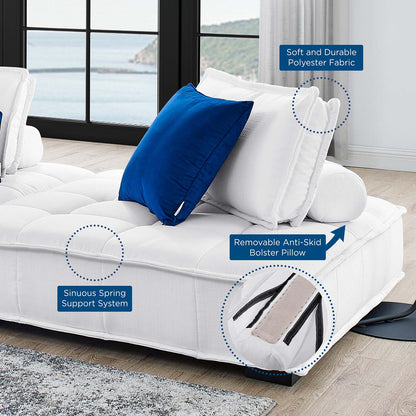 Saunter Tufted Fabric Armless Chair, Fabric, White, 23129