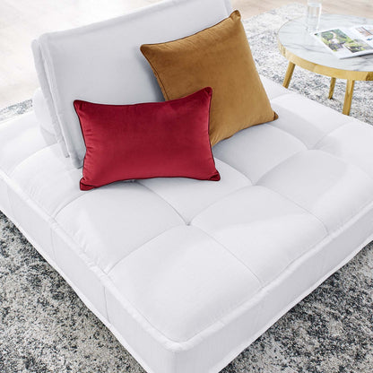 Saunter Tufted Fabric Armless Chair, Fabric, White, 23129