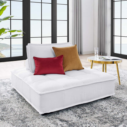 Saunter Tufted Fabric Armless Chair, Fabric, White, 23129