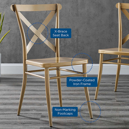Gear Metal Dining Chairs - Set of 2, Metal, Gold, 20522