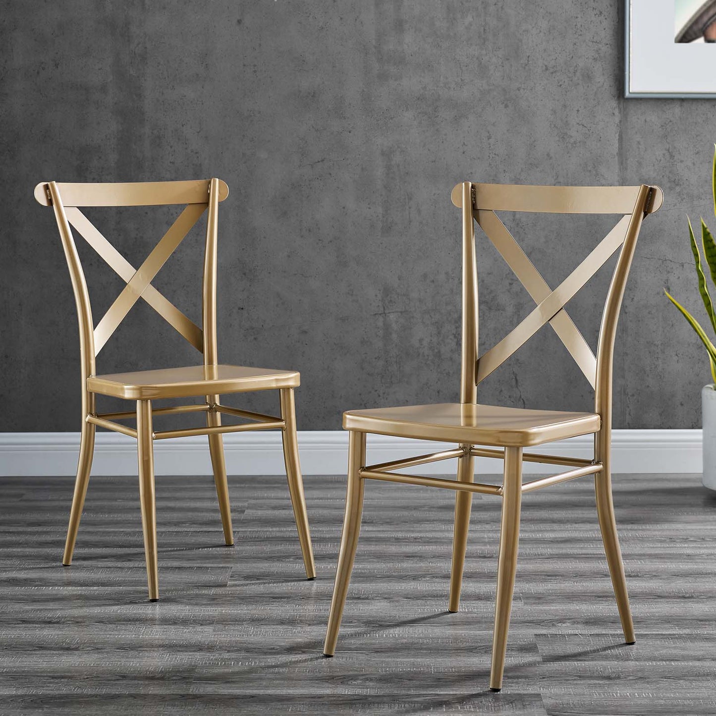 Gear Metal Dining Chairs - Set of 2, Metal, Gold, 20522