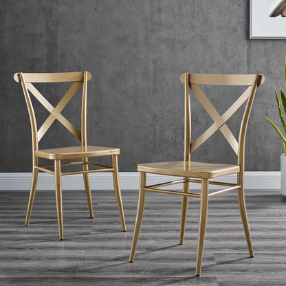 Gear Metal Dining Chairs - Set of 2, Metal, Gold, 20522