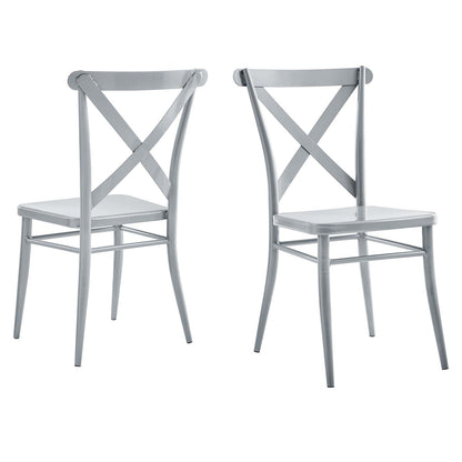 Gear Metal Dining Chairs - Set of 2, Metal, Silver, 20524