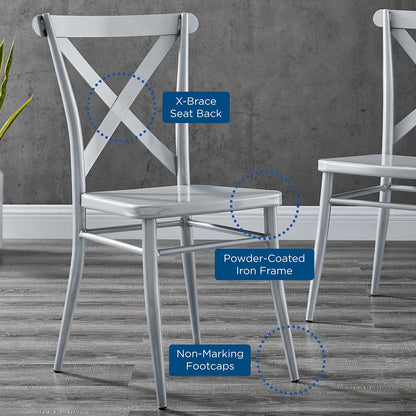 Gear Metal Dining Chairs - Set of 2, Metal, Silver, 20524