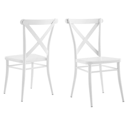 Gear Metal Dining Chairs - Set of 2, Metal, White, 20525