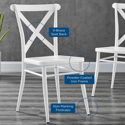 Gear Metal Dining Chairs - Set of 2, Metal, White, 20525