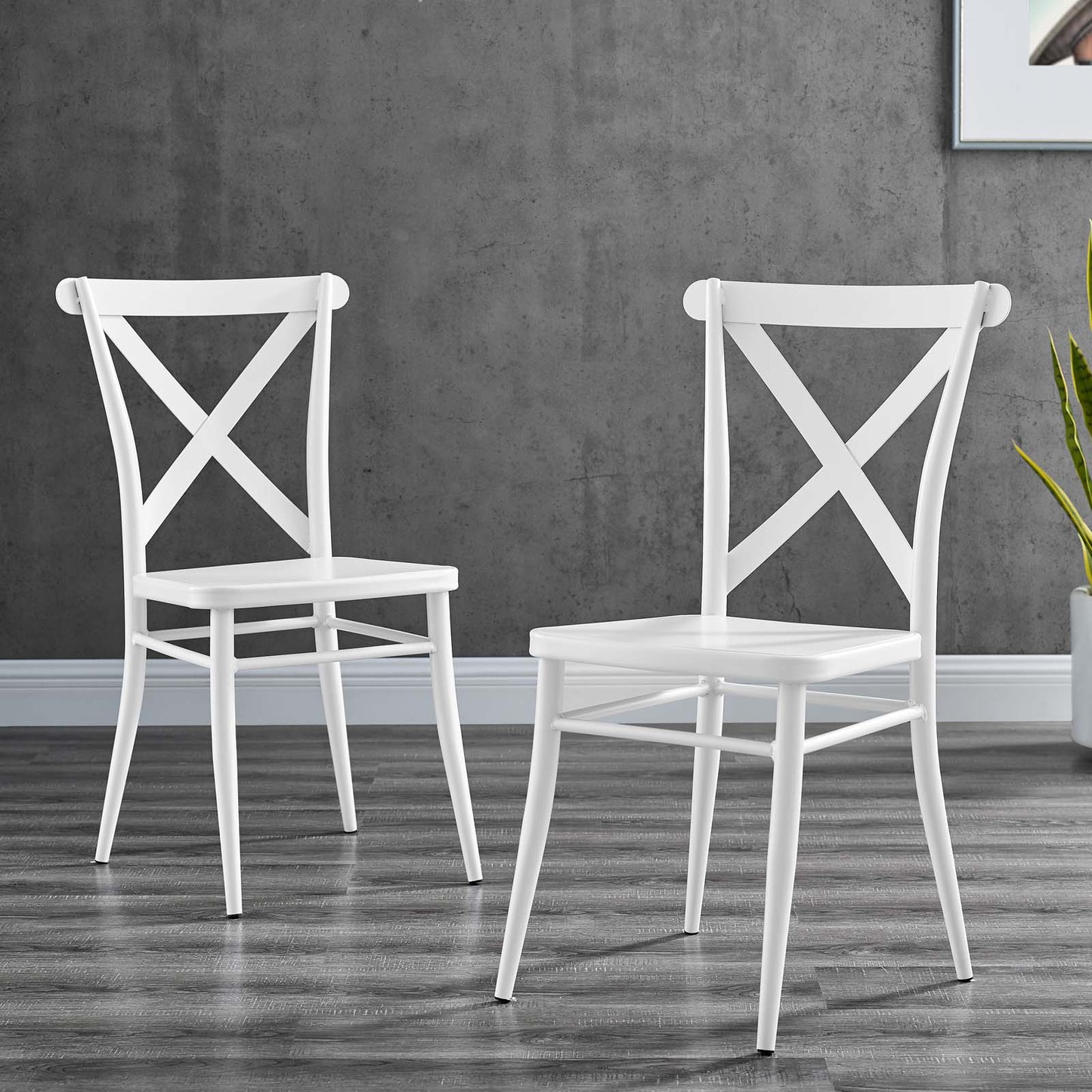 Gear Metal Dining Chairs - Set of 2, Metal, White, 20525