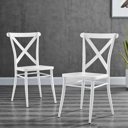 Gear Metal Dining Chairs - Set of 2, Metal, White, 20525
