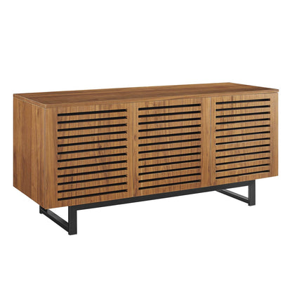 Parker 55" TV Stand, Wood, Metal Steel, Brown Walnut, 23295