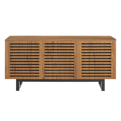 Parker 55" TV Stand, Wood, Metal Steel, Brown Walnut, 23295