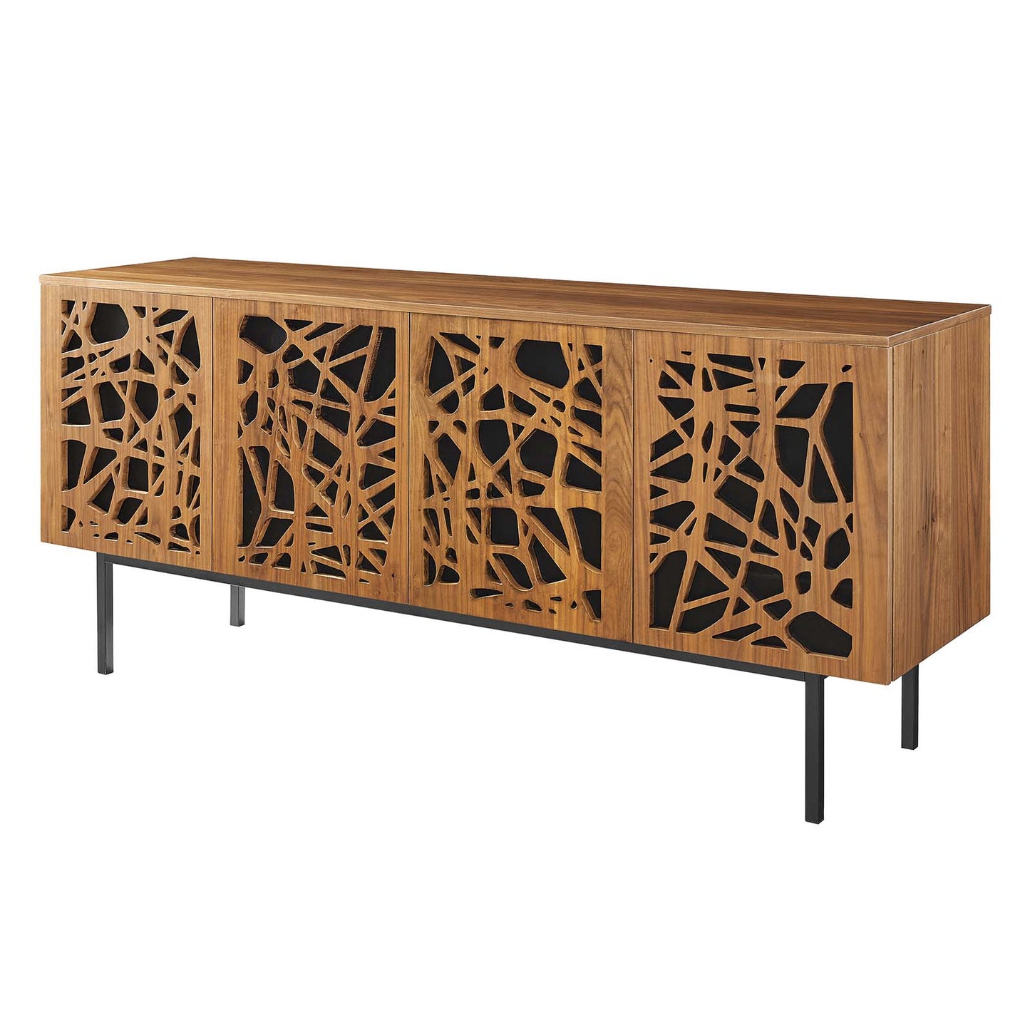 Telluride 73" TV Stand, Wood, Metal Steel, Brown Walnut, 23298