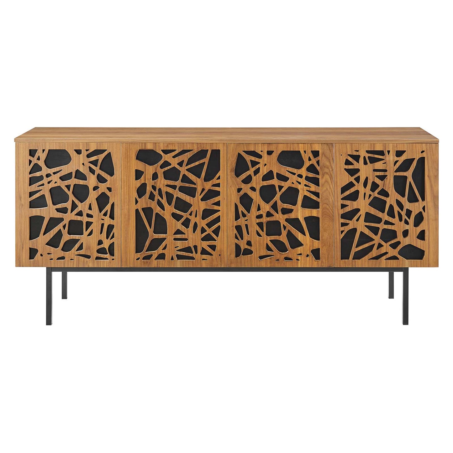 Telluride 73" TV Stand, Wood, Metal Steel, Brown Walnut, 23298