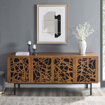 Telluride 73" TV Stand, Wood, Metal Steel, Brown Walnut, 23298