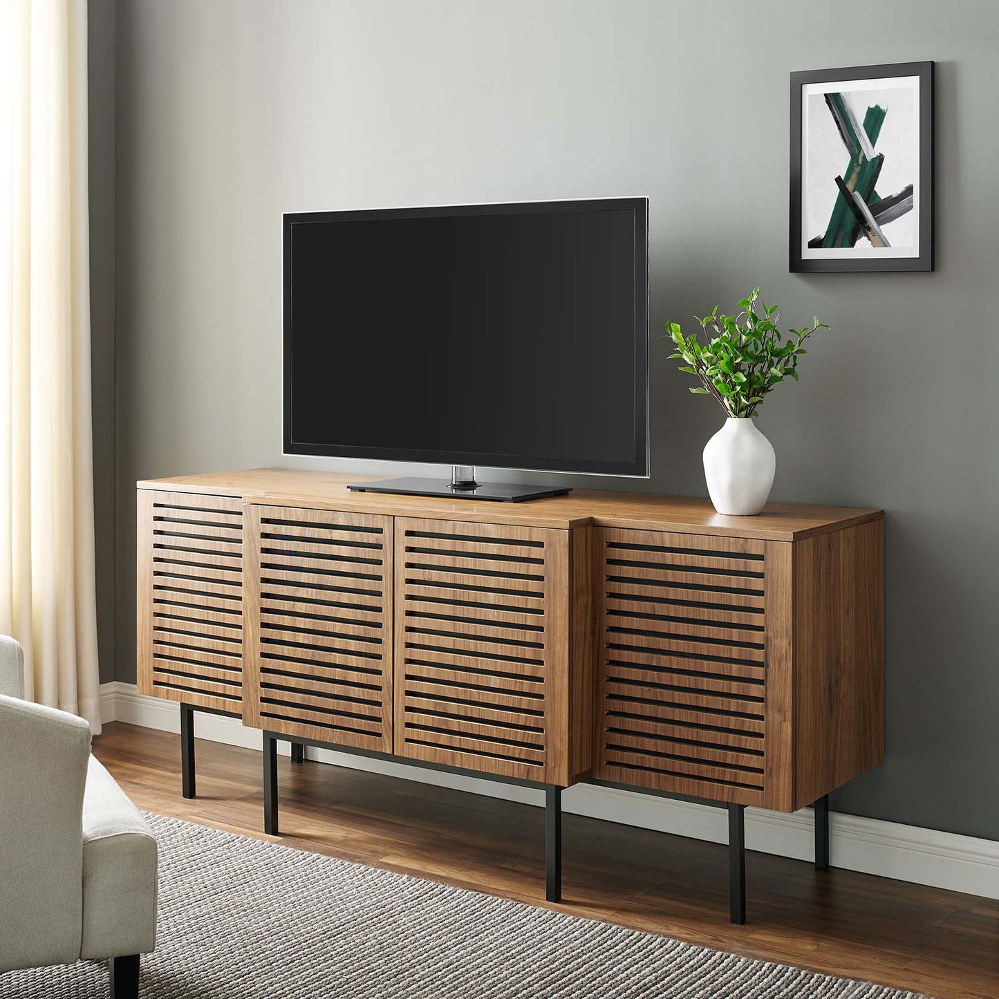 Parker Sideboard, Wood, Metal Steel, Brown Walnut, 23300