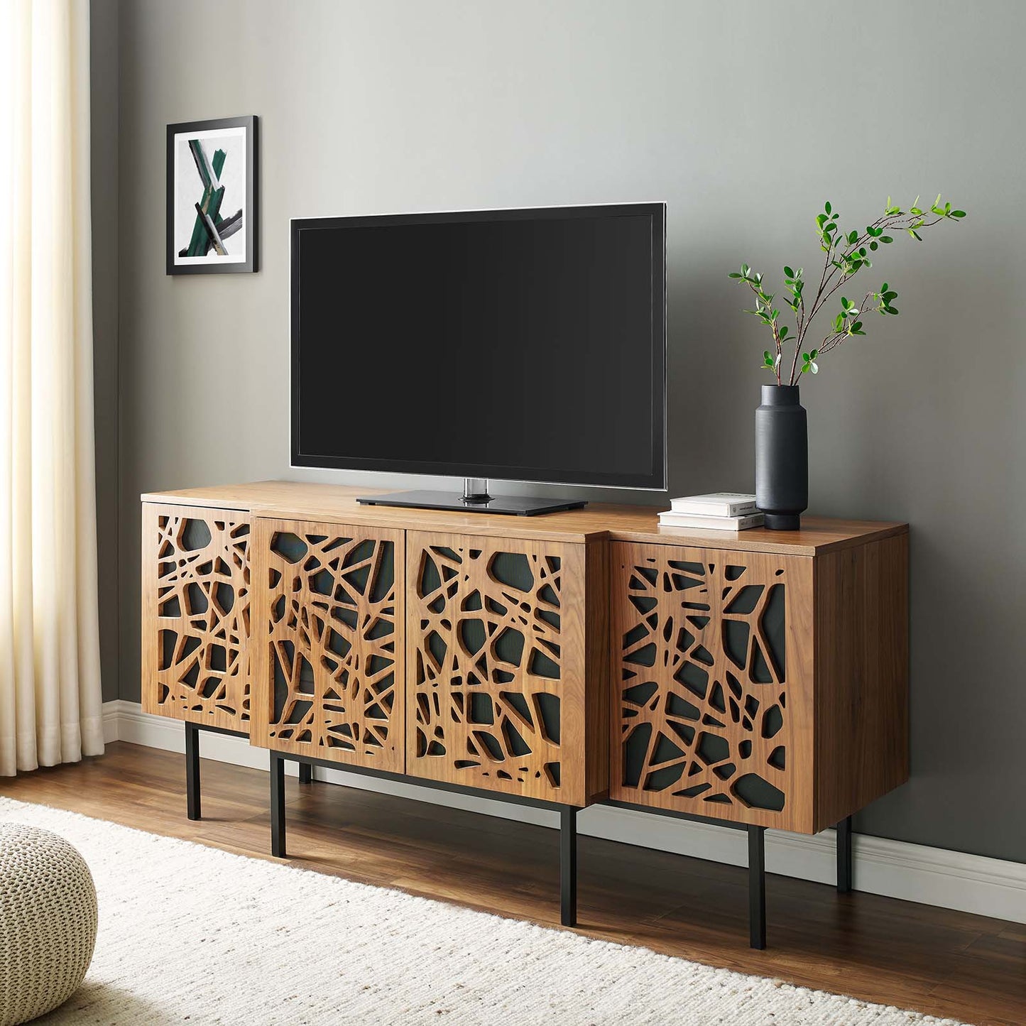 Telluride Sideboard, Wood, Metal Steel, Brown Walnut, 23301