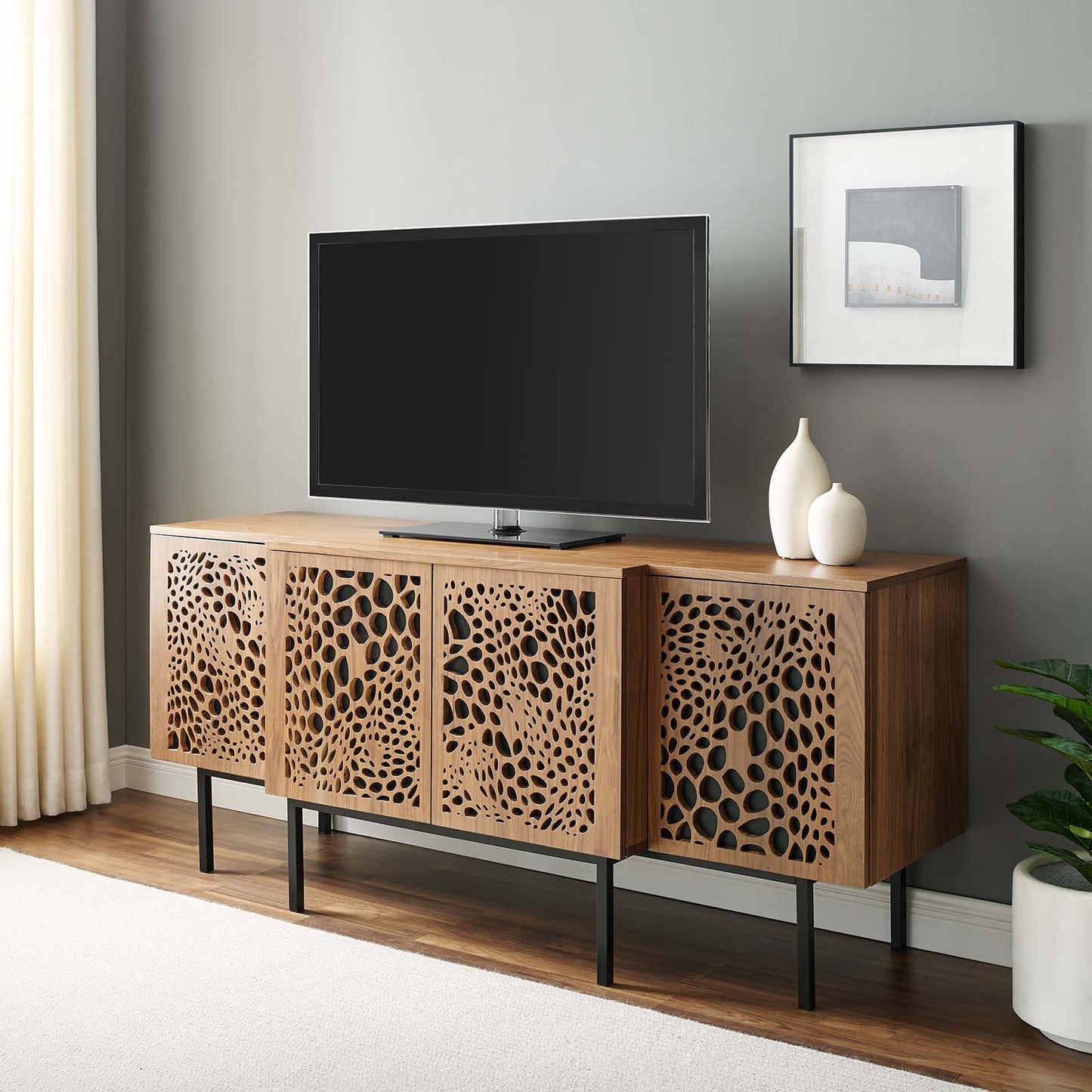 Yosemite Sideboard, Wood, Metal Steel, Brown Walnut, 23302