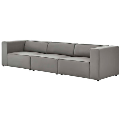 Mingle Vegan Leather 3-Piece Sectional Sofa, Faux Vegan Leather, Grey Gray, 20529