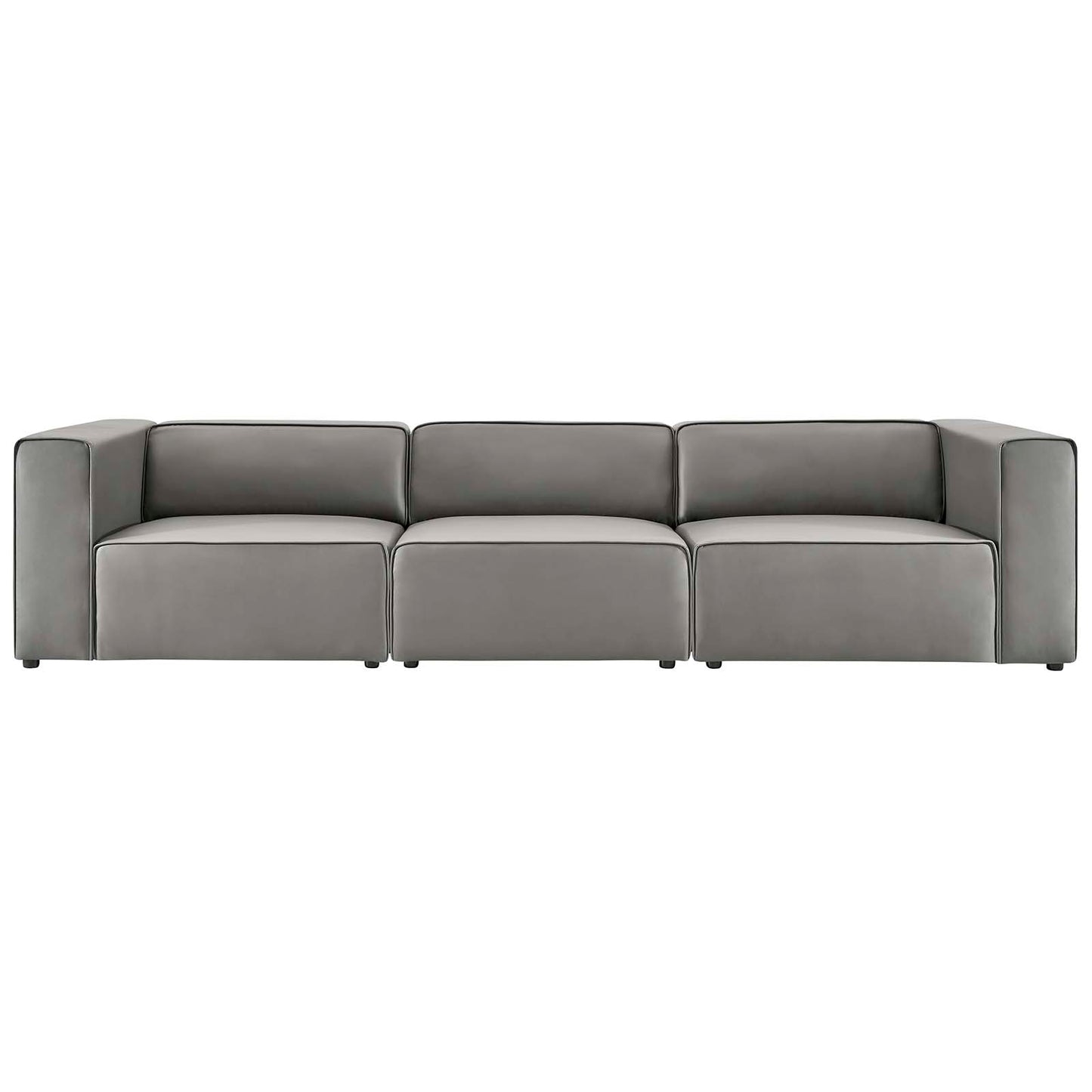 Mingle Vegan Leather 3-Piece Sectional Sofa, Faux Vegan Leather, Grey Gray, 20529