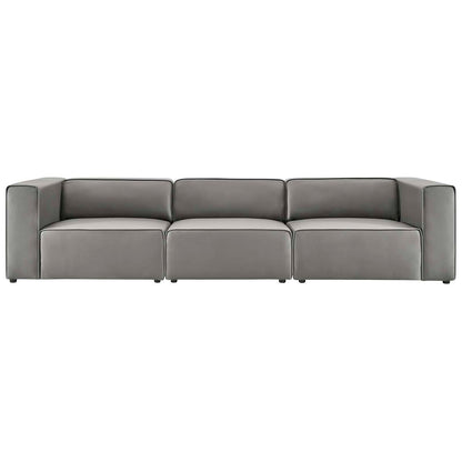 Mingle Vegan Leather 3-Piece Sectional Sofa, Faux Vegan Leather, Grey Gray, 20529