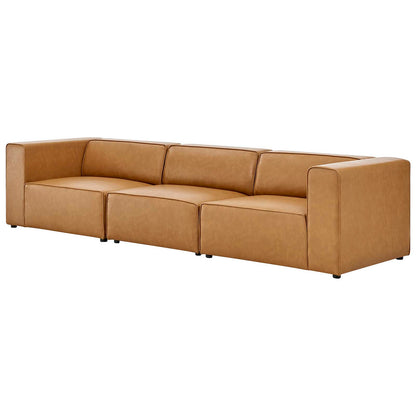Mingle Vegan Leather 3-Piece Sectional Sofa, Faux Vegan Leather, Tan, 20530