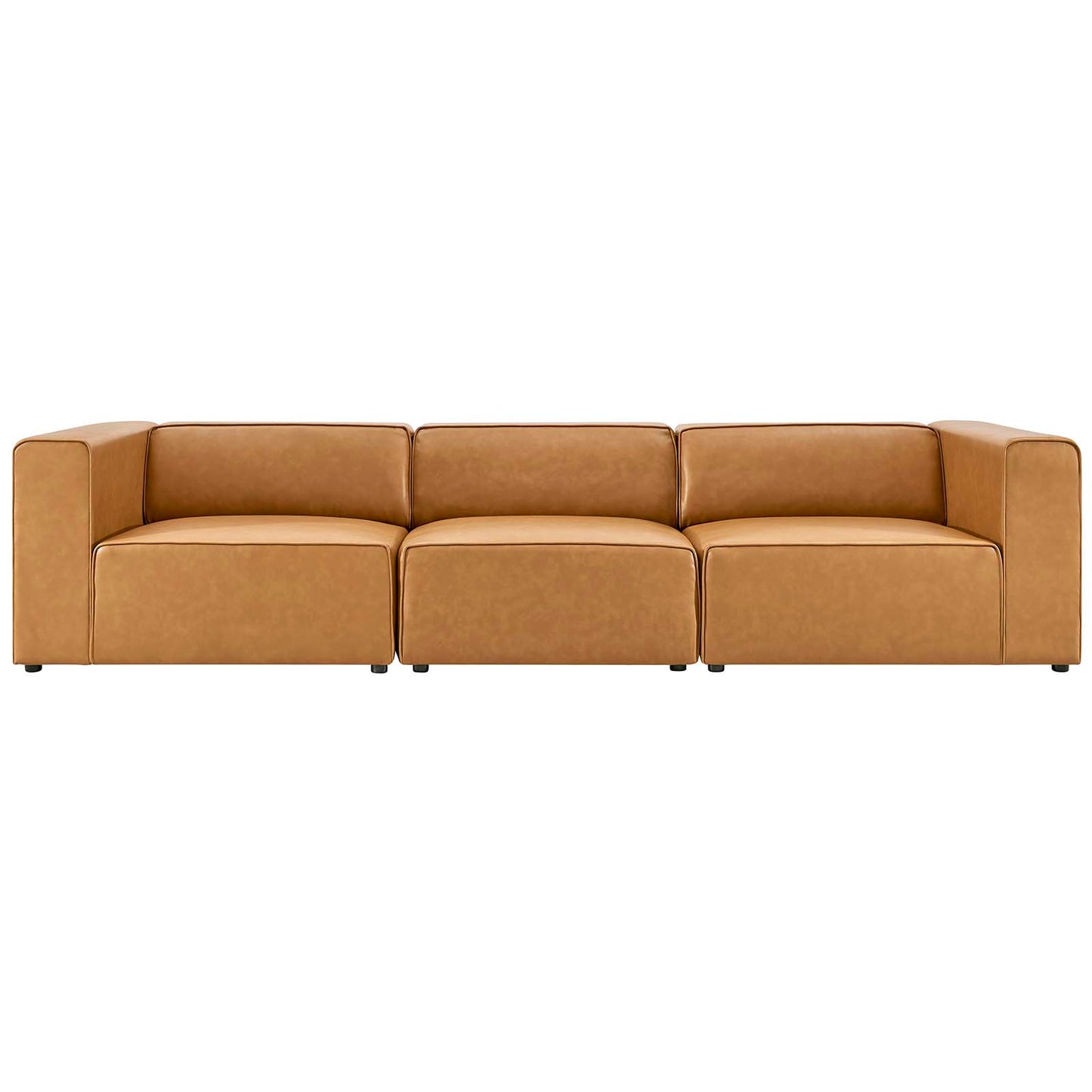 Mingle Vegan Leather 3-Piece Sectional Sofa, Faux Vegan Leather, Tan, 20530