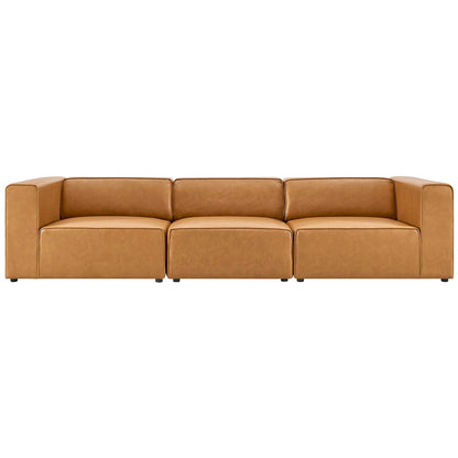 Mingle Vegan Leather 3-Piece Sectional Sofa, Faux Vegan Leather, Tan, 20530