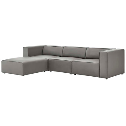 Mingle Vegan Leather Sofa and Ottoman Set, Faux Vegan Leather, Grey Gray, 20532
