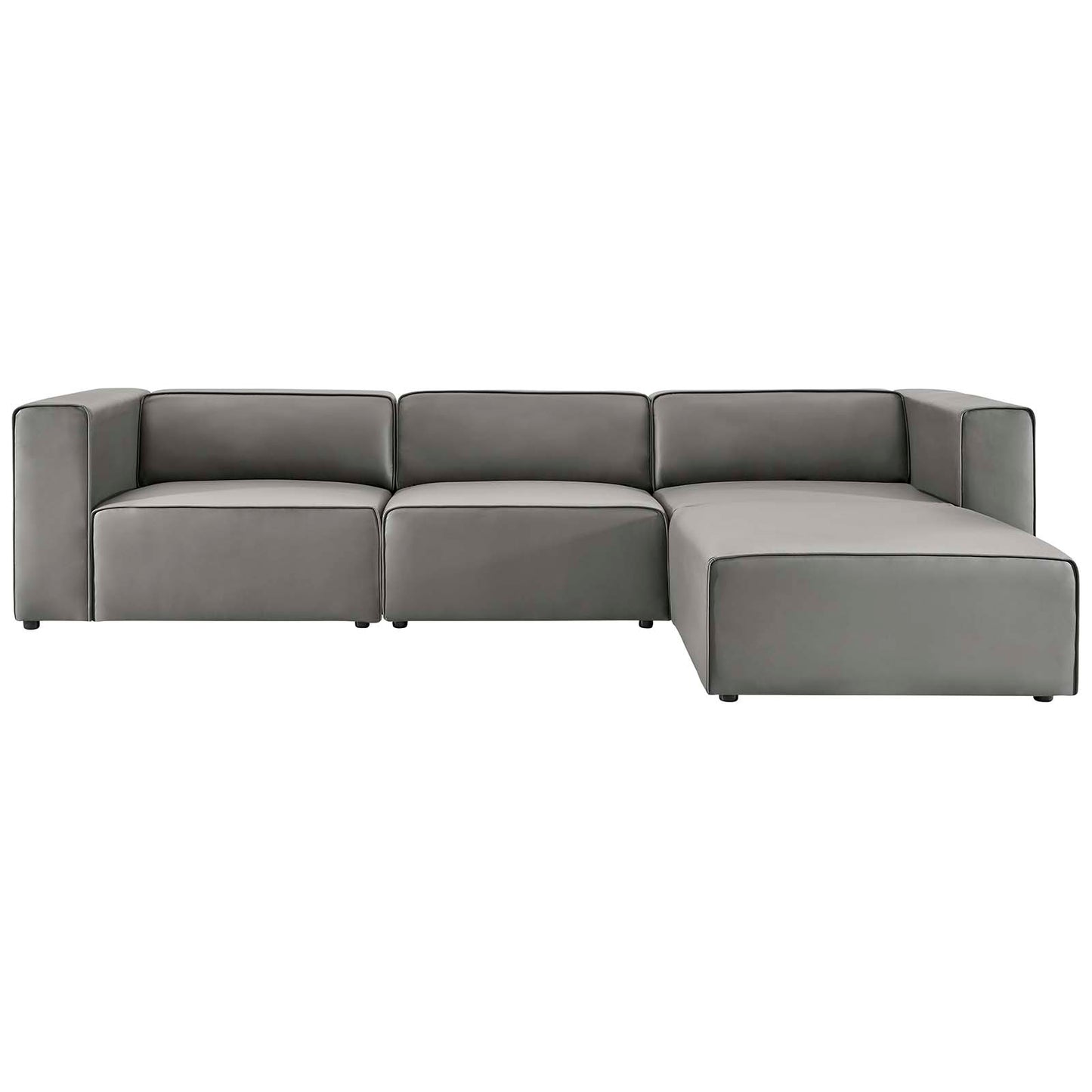 Mingle Vegan Leather Sofa and Ottoman Set, Faux Vegan Leather, Grey Gray, 20532