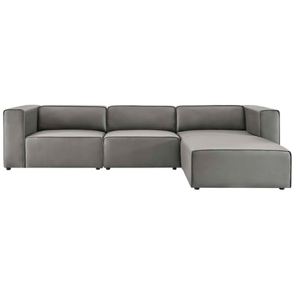 Mingle Vegan Leather Sofa and Ottoman Set, Faux Vegan Leather, Grey Gray, 20532