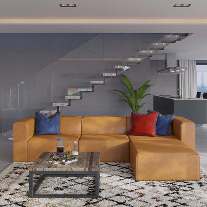 Mingle Vegan Leather Sofa and Ottoman Set, Faux Vegan Leather, Tan, 20533