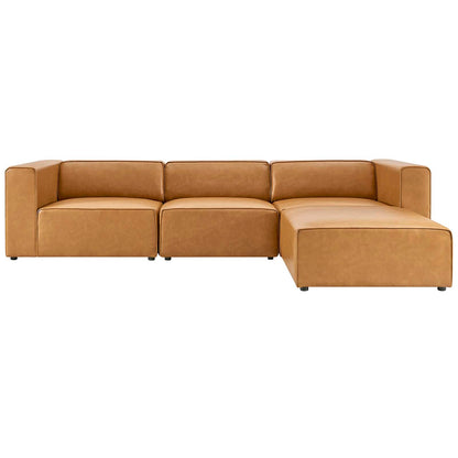 Mingle Vegan Leather Sofa and Ottoman Set, Faux Vegan Leather, Tan, 20533