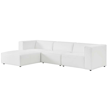 Mingle Vegan Leather Sofa and Ottoman Set, Faux Vegan Leather, White, 20534