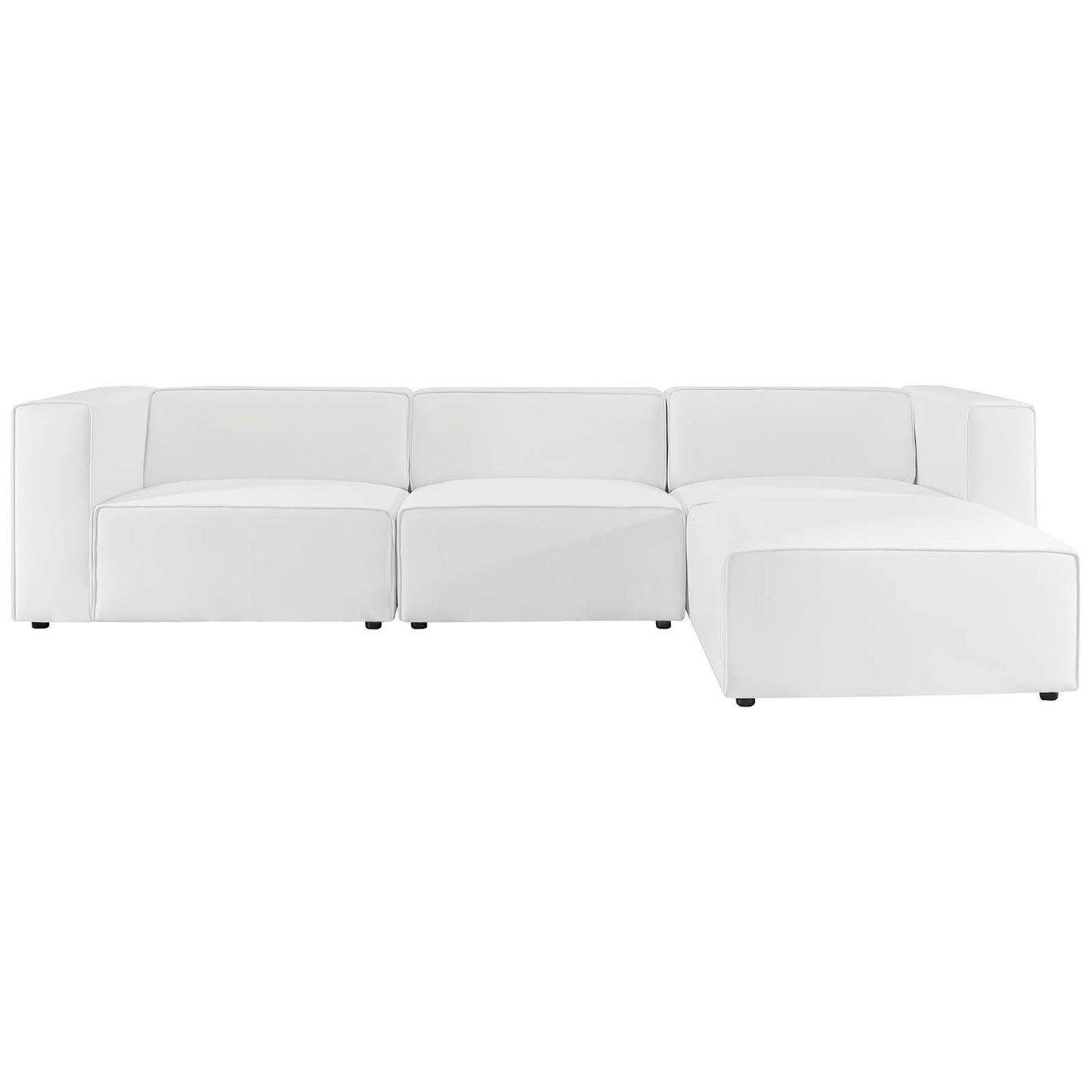 Mingle Vegan Leather Sofa and Ottoman Set, Faux Vegan Leather, White, 20534