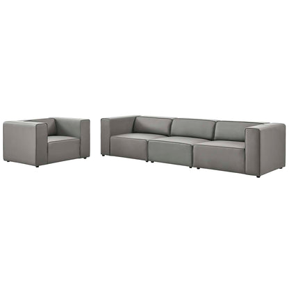 Mingle Vegan Leather Sofa and Armchair Set, Faux Vegan Leather, Grey Gray, 20535