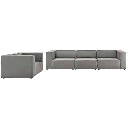 Mingle Vegan Leather Sofa and Armchair Set, Faux Vegan Leather, Grey Gray, 20535