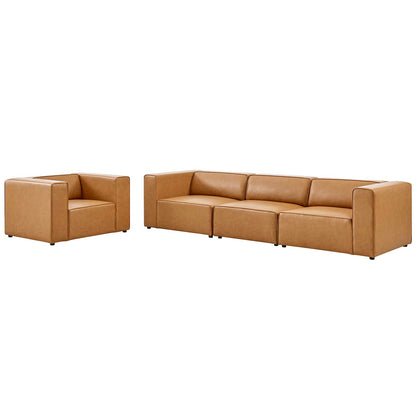 Mingle Vegan Leather Sofa and Armchair Set, Faux Vegan Leather, Tan, 20536