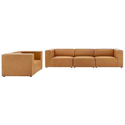 Mingle Vegan Leather Sofa and Armchair Set, Faux Vegan Leather, Tan, 20536