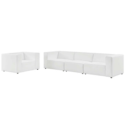 Mingle Vegan Leather Sofa and Armchair Set, Faux Vegan Leather, White, 20537