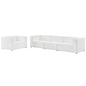 Mingle Vegan Leather Sofa and Armchair Set, Faux Vegan Leather, White, 20537